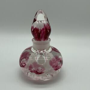 Vtg Joe Rice Perfume Bottle Cranberry Trumpet Flower Bullicanti